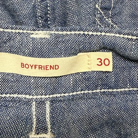 Levi’s size 30 Women’s Blue Chambray Linen Blend Mid Rise Boyfriend Beach Pants - Picture 7 of 9